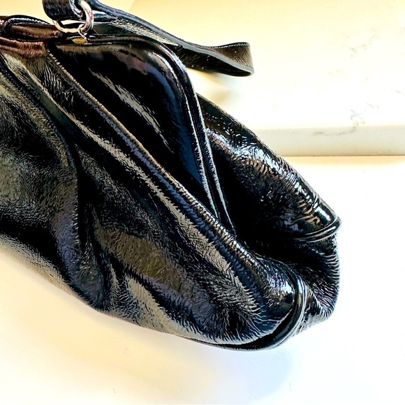Hobo International Vintage Elegant Black Patent Leather Handbag